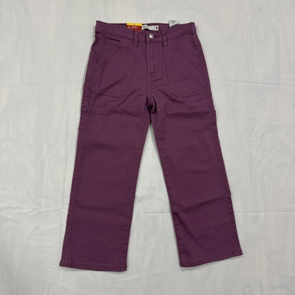 Lot of 2 Levi Girl's Wide Leg Pants Stretch Adjustable Waist Jeans Size 6 NWT